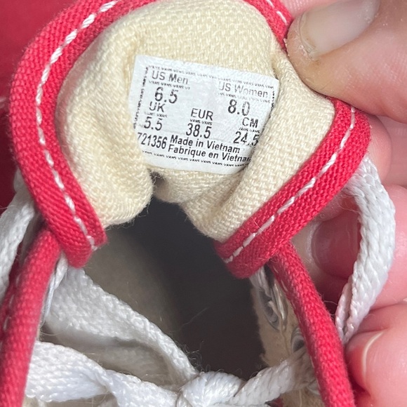 Vans Authentic Red Women’s size 8 Classic Skater 90s Hipster Casual Sneakers - Picture 3 of 10